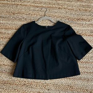 BCBG Generation Black Short Sleeved Cropped Top